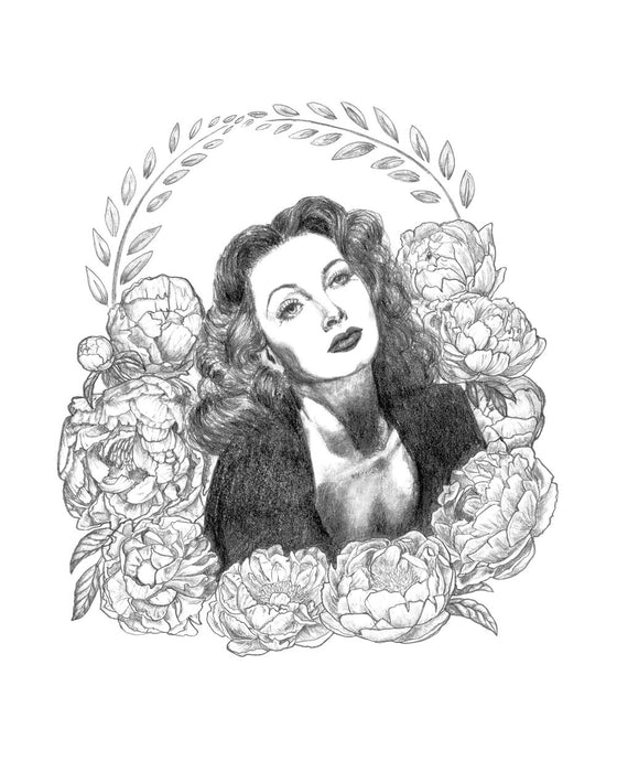 Hedy Lamarr with Peonies Art Print