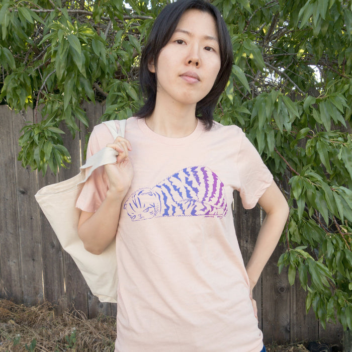 Unisex Meh Cat T-shirts | Hand screen-printed | Cute | Printed in California | Harumo Sato |
