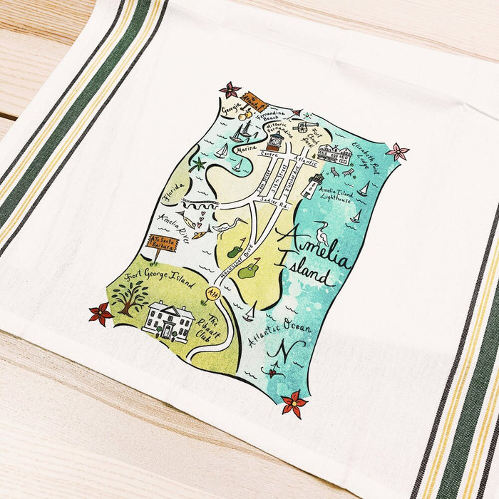 Amelia Island Map Kitchen/Tea Towel