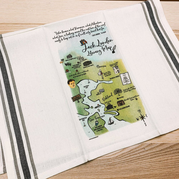 Jack London Literary Map Kitchen/Tea Towel