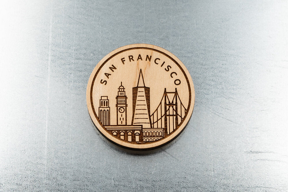 San Francisco City Skyline Wood Fridge Magnet