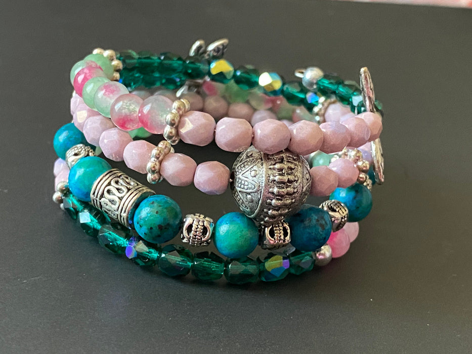 Multiple wrap bracelet / memory wire bracelet / czech glass seed beads bracelet / boho bracelet /gift for her