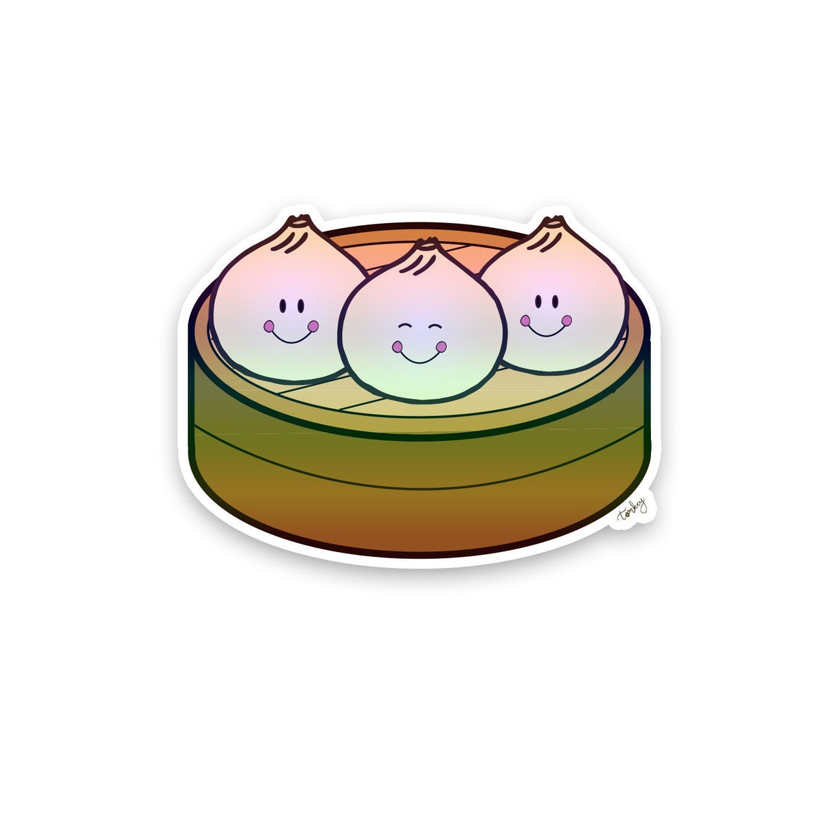 Holographic Dumpling Steamer Vinyl Sticker — San José Made