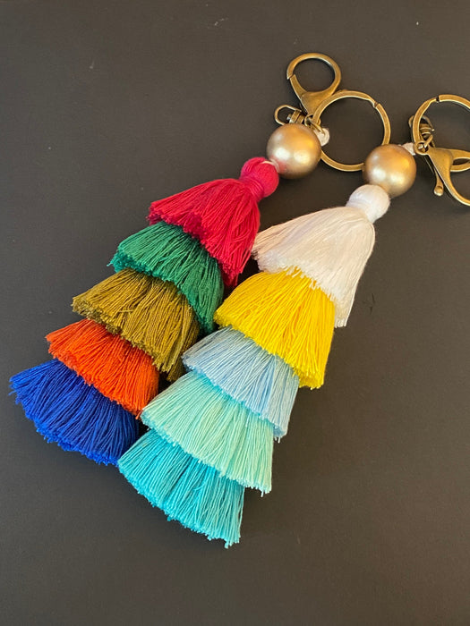 Tassel keychain, multi color tassel bag charm, colorful keychain, purse charm, handbag charm, gifts for her