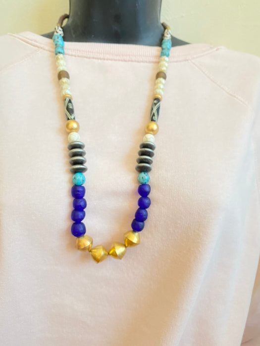 Statement necklace, Tribal necklace , African glass beads necklace, Bohemian necklace,