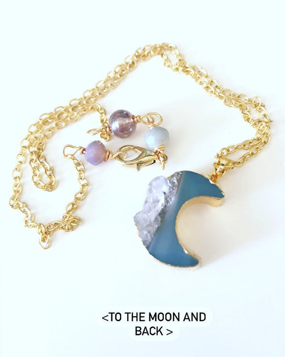 Handmade Amethyst Moon Pendant Necklace