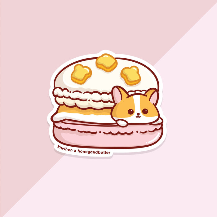 Pink Macaron Corgi Sticker