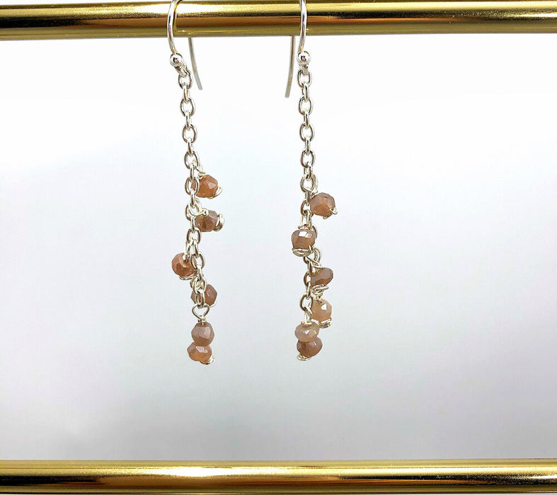 Handmade Gemstone Earrings// Peach Moonstone Earrings // Boho Earrings