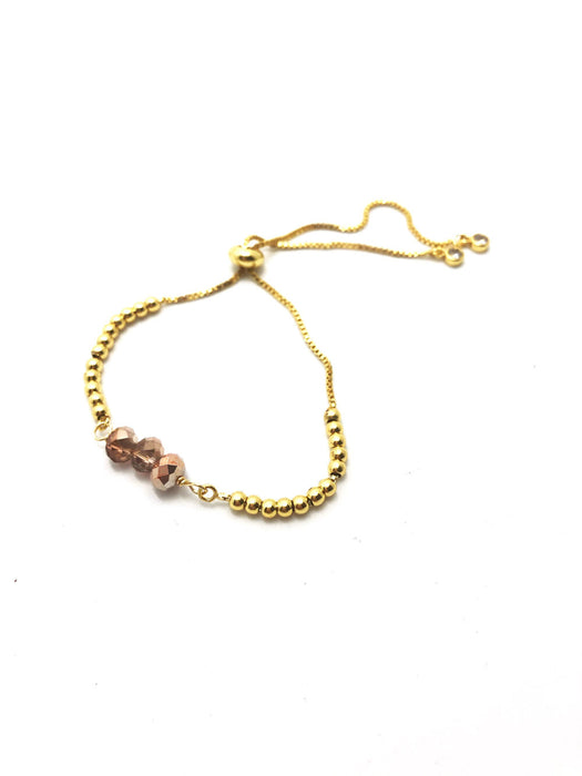 Handmade Crystal Bracelet // Gold Plated Chain Bracelet // Beaded Bracelet // Adjustable Bracelet