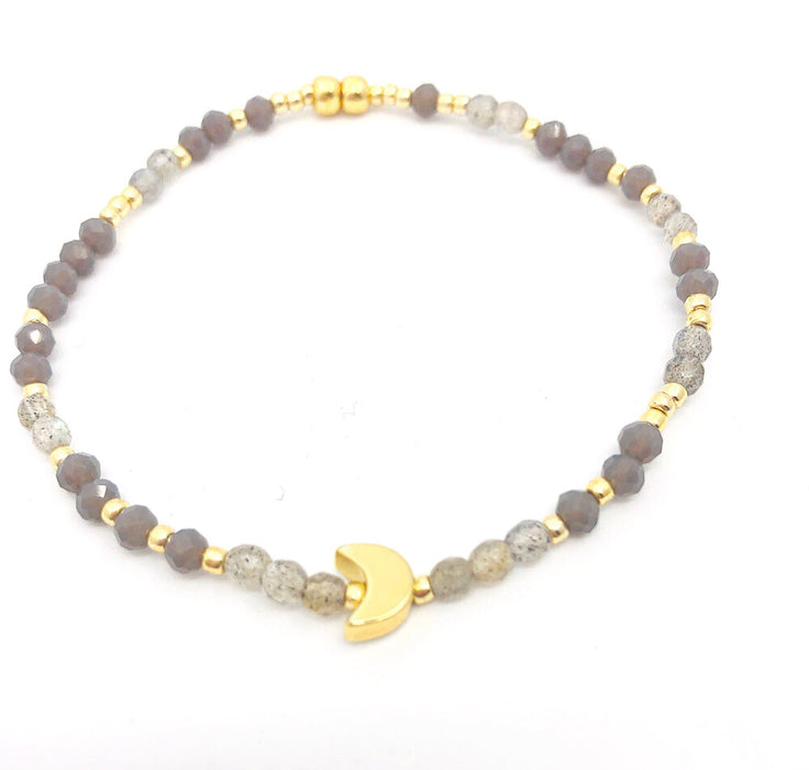 Handmade Gemstone Moon Bracelet // Labradorite Moon Bracelet //  Gemstone Bracelet