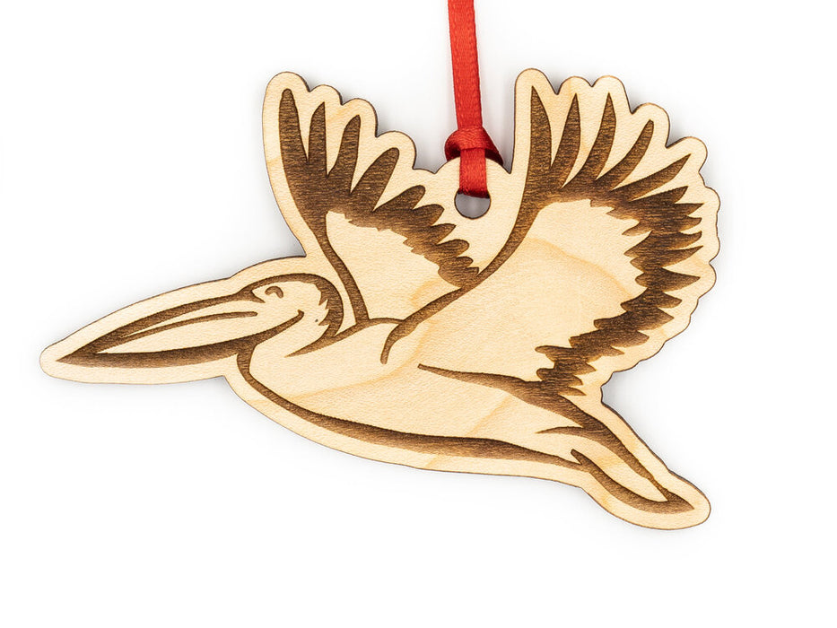Pelican Wood Christmas Ornament