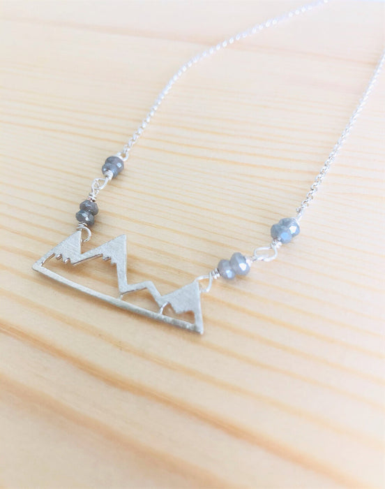 Handmade Mountain Necklace // Sterling Silver Necklace // Mountain Charm Necklace // Moon Mountain  Collection Necklace