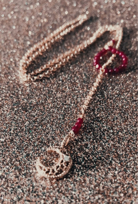 Handmade Crescent Moon Lariat Necklace // Handmade Crescent Moon Crystals Necklace