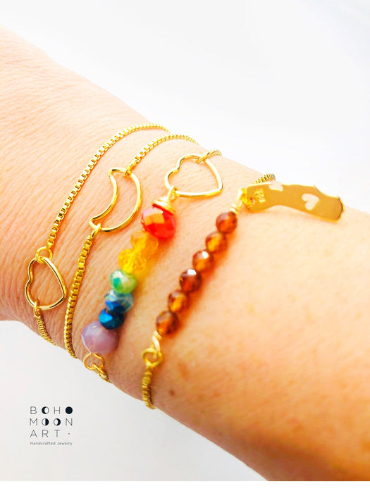 Rainbow Cali Love Bracelet // Handmade Gemstone Bracelet // California Charm Bracelet