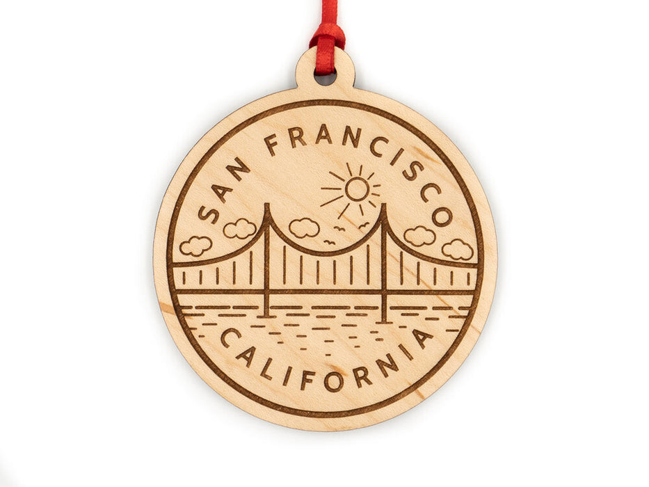 SF Golden Gate Bridge Cute Wood Ornament