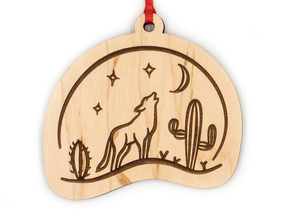 Howlin at the Moon Desert Wood Ornament