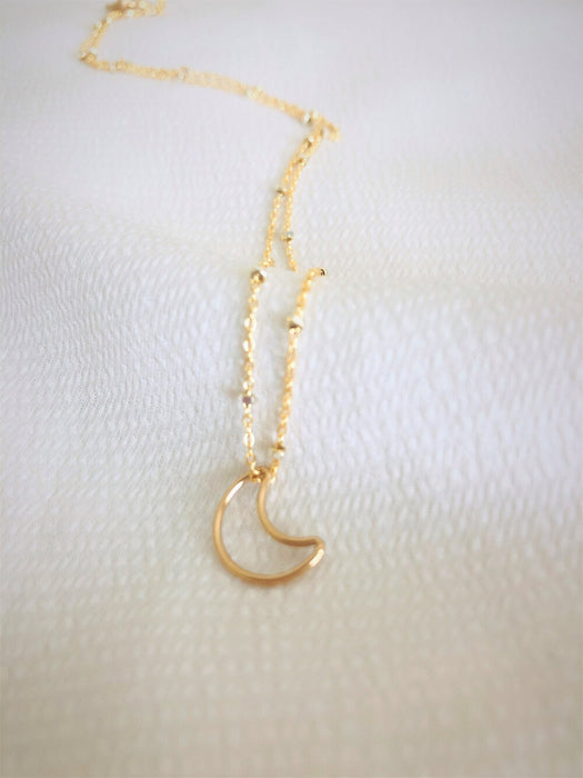 Dainty Moon Necklace // Gold Filled Necklace // Crescent Moon Necklace // Satellite Chain // Dainty Jewelry