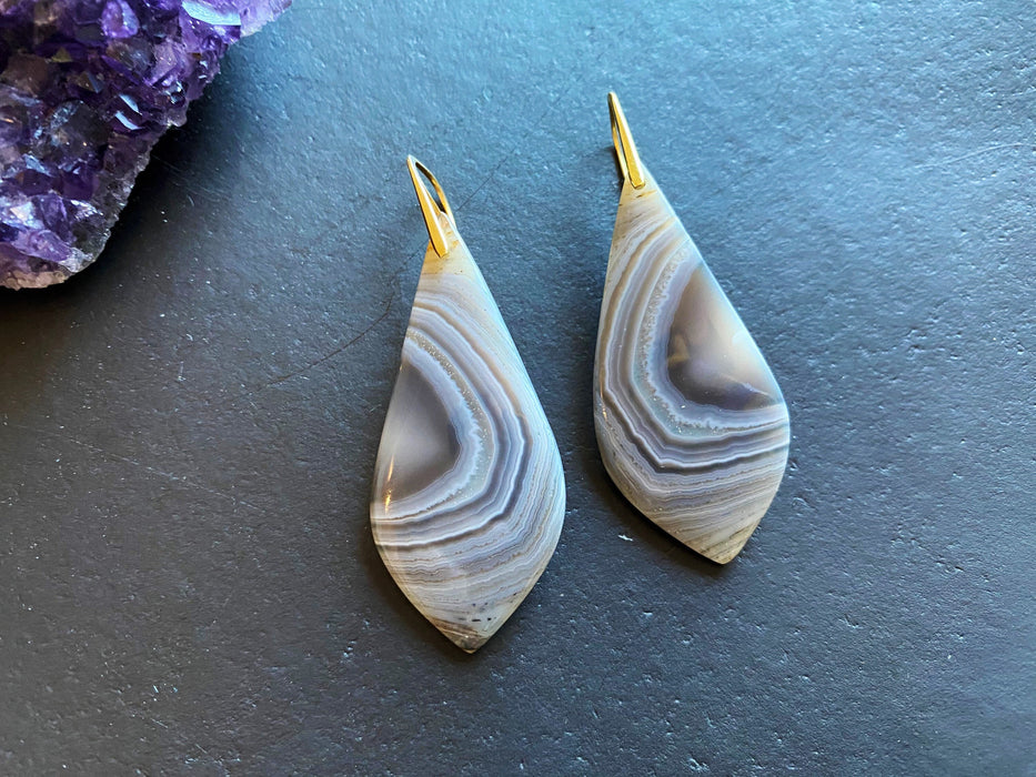 Banded agate earrings, Agate earrings, long earrings, Gifts for her, natural stone Earrings, sterling silver ear wire