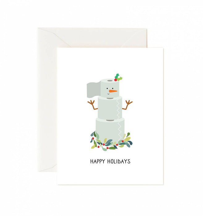 Happy Holidays (Toilet Paper Snowman) Greeting Card