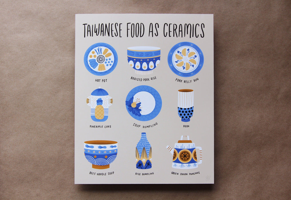 Taiwanese Foods As Ceramics Art Print - 4 x5"