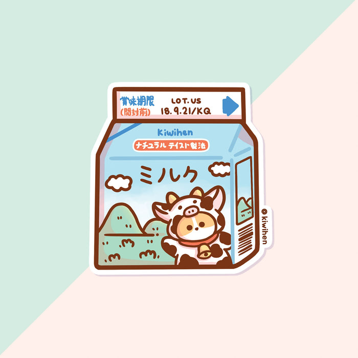 Milk Carton Corgi Vinyl Sticker