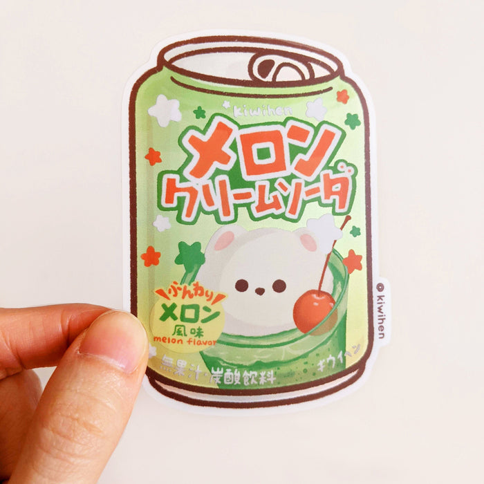 Melon Cream Soda Corgi Matte Holographic Sticker