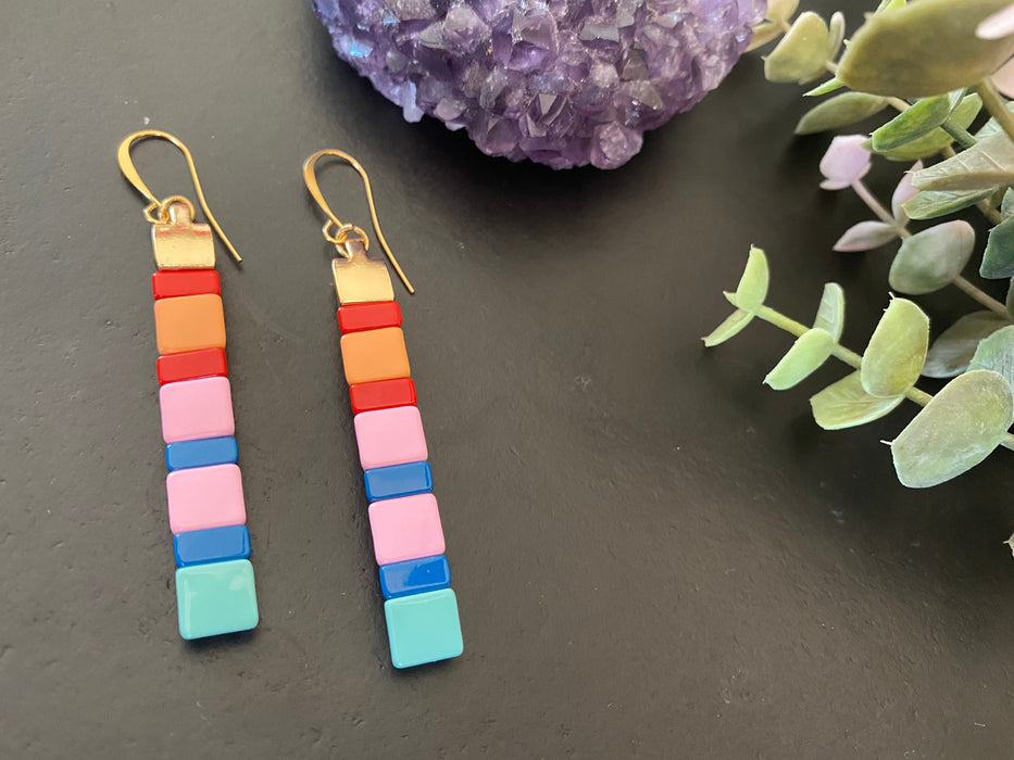 Tila earrings, colorful earrings, beaded earrings, statement earrings