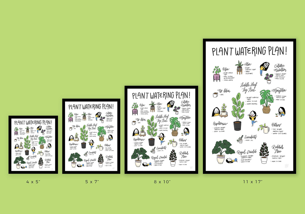 Plant Care Watering Plan Art Print - 8x10"