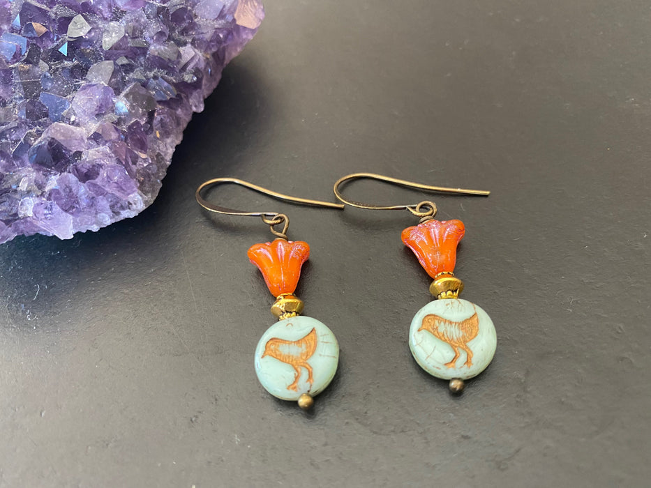 Bohemian jewelry / chic earrings /czech glass earrings