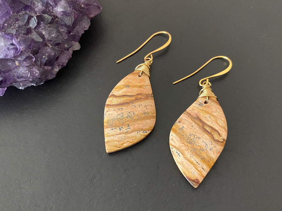 Picture jasper earrings / natural stone jewelry/ unique one of a kind/ gifts for women/ jasper earrings