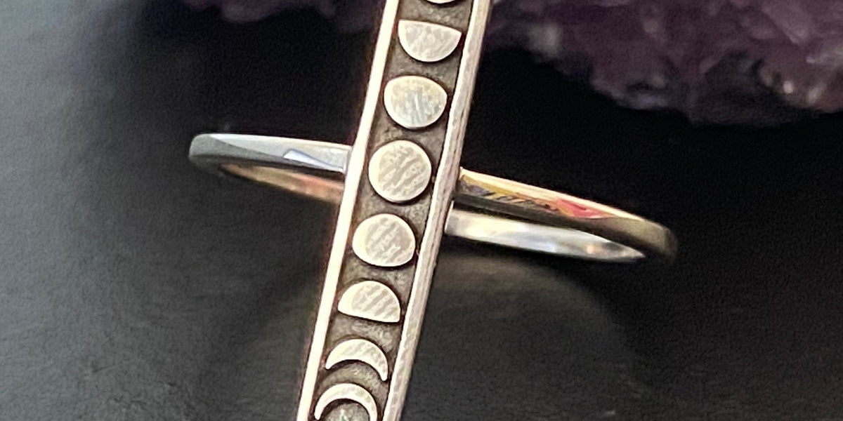 Moon phases ring, 925 sterling silver, anti tarnish, stack ring