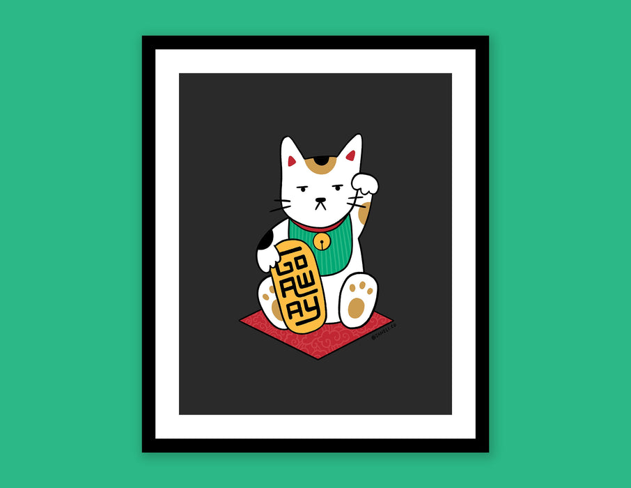 Go Away Maneki Neko Cat Art Print - 4x4"