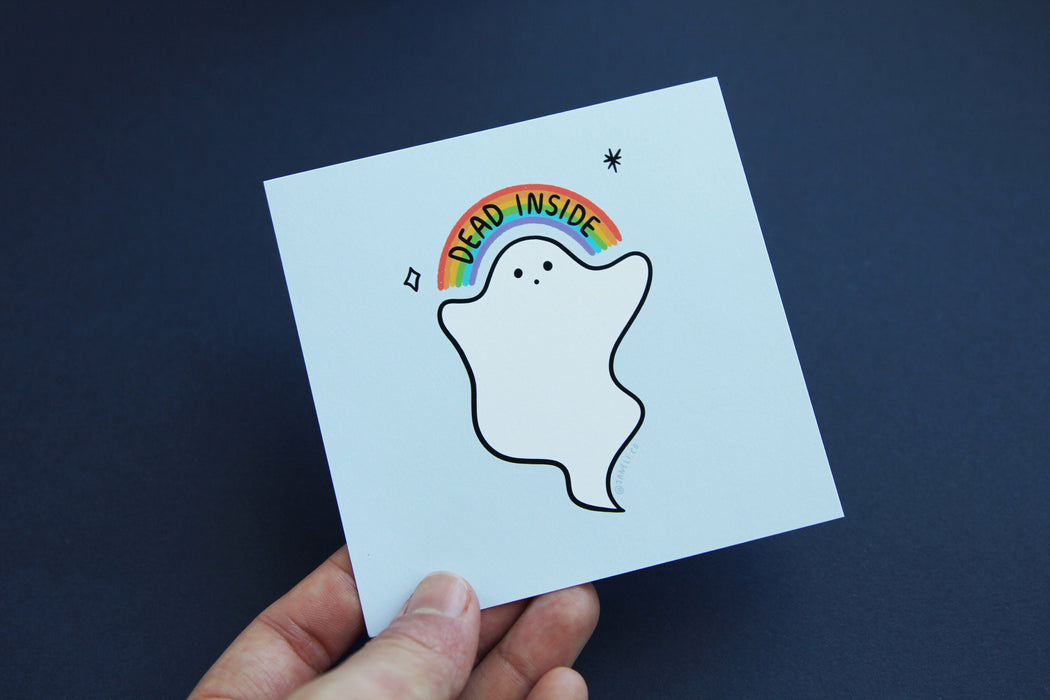 Dead Inside Rainbow Ghost Art Print - 4x4"