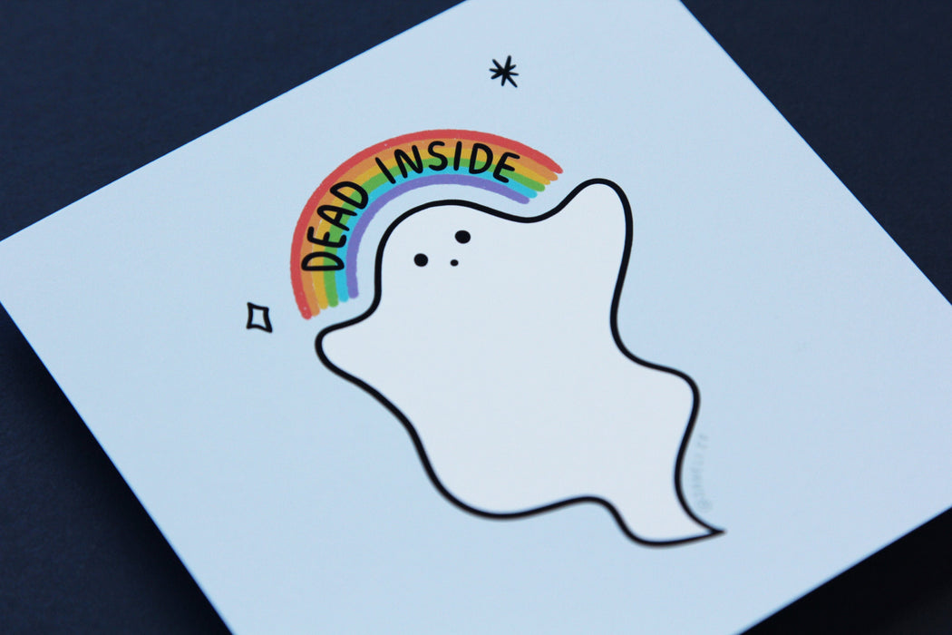Dead Inside Rainbow Ghost Art Print - 4x4"