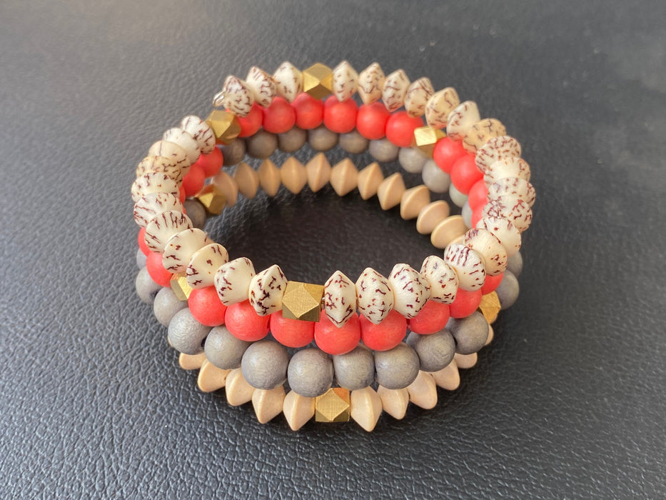 Stacked bracelet, Wood bead bracelet,Multiple wrap bracelet, beaded bracelet, multi strand bracelet,
