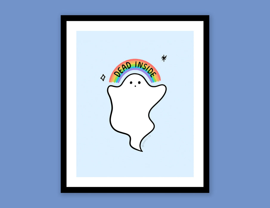 Dead Inside Rainbow Ghost Art Print - 8x10"