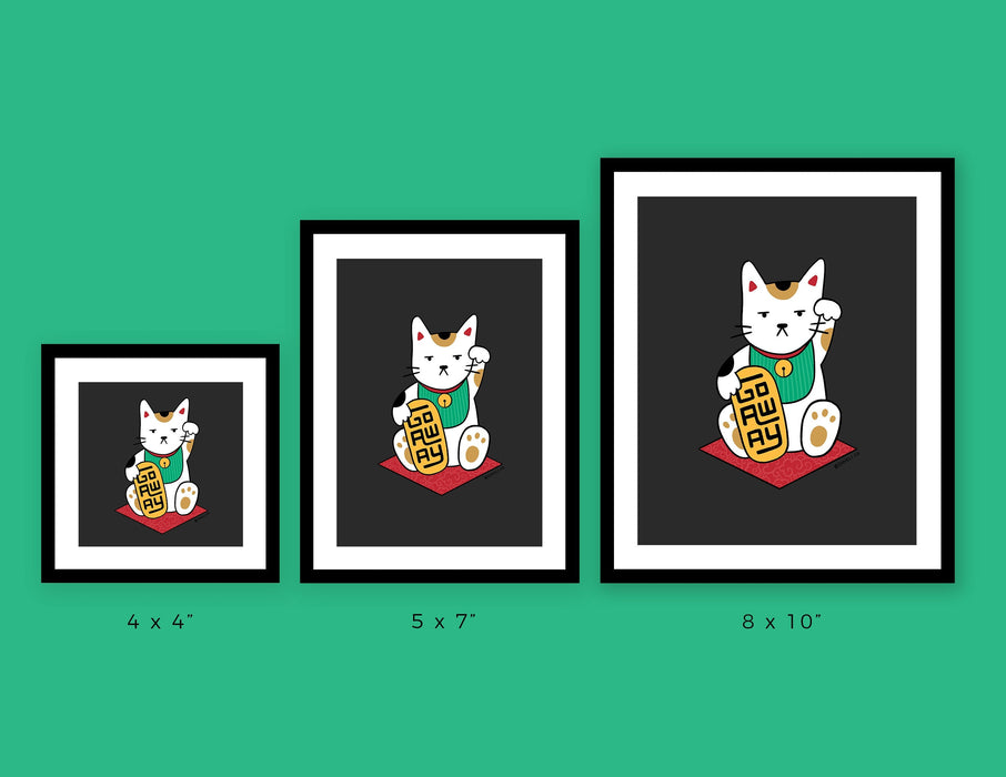 Go Away Maneki Neko Cat Art Print - 8x10"
