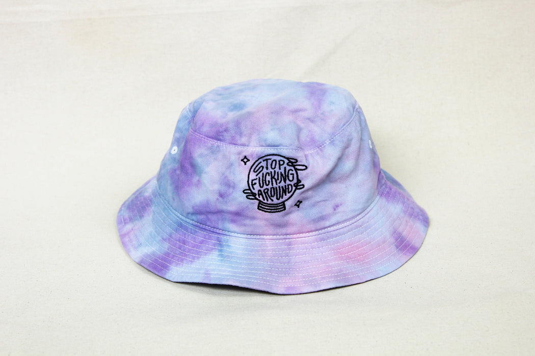Stop Fucking Around Embroidered Tie Dyed Bucket Hat