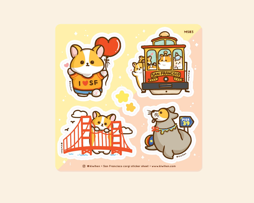 San Francisco Corgi Sticker Sheet