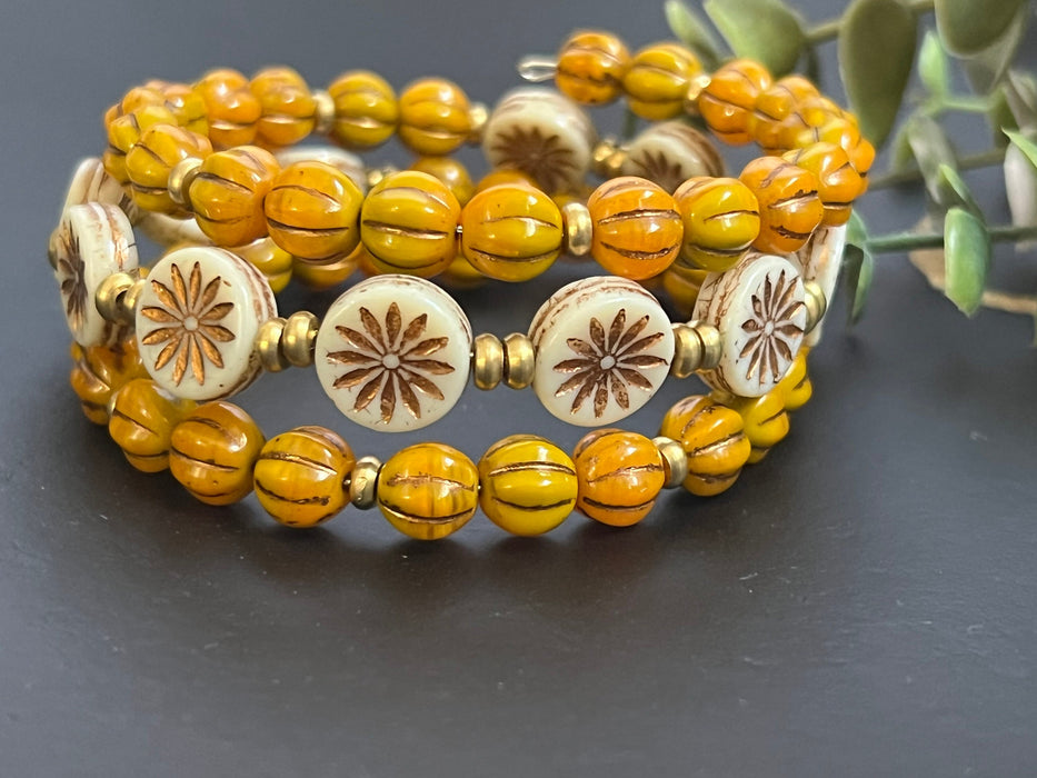 Wrap bracelet / memory wire bracelet / czech glass seed beads bracelet / bohemian bracelet /gift for her