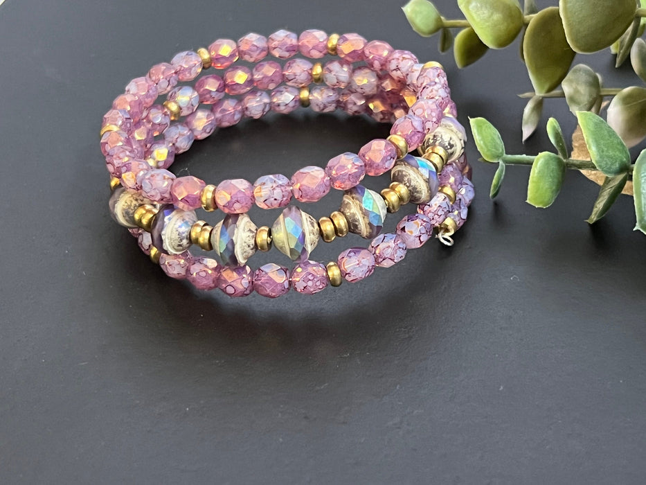 Wrap bracelet / memory wire bracelet / czech glass seed beads bracelet / bohemian bracelet /gift for her