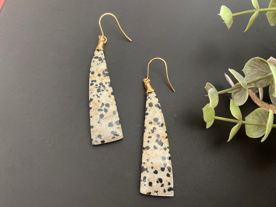 Dalmatian jasper earrings, natural stone earrings, jasper earrings, statement earrings