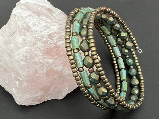 Memory Wire Bracelet Gypsy Bohemian, Glam, up Cycled Fabric, Wire Wrapped,  Stones, Crystals, Turquoise Magnesite, Shells, Pearls MW-12 - Etsy