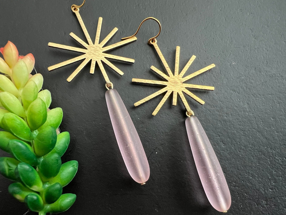 Statement earrings sea glass tear drop earrings long earrings