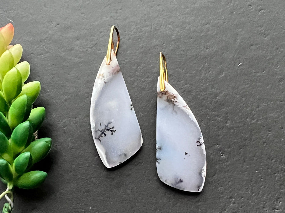 White opal earrings ,Statement earrings, natural stone earrings, 14k gold fill ear wires