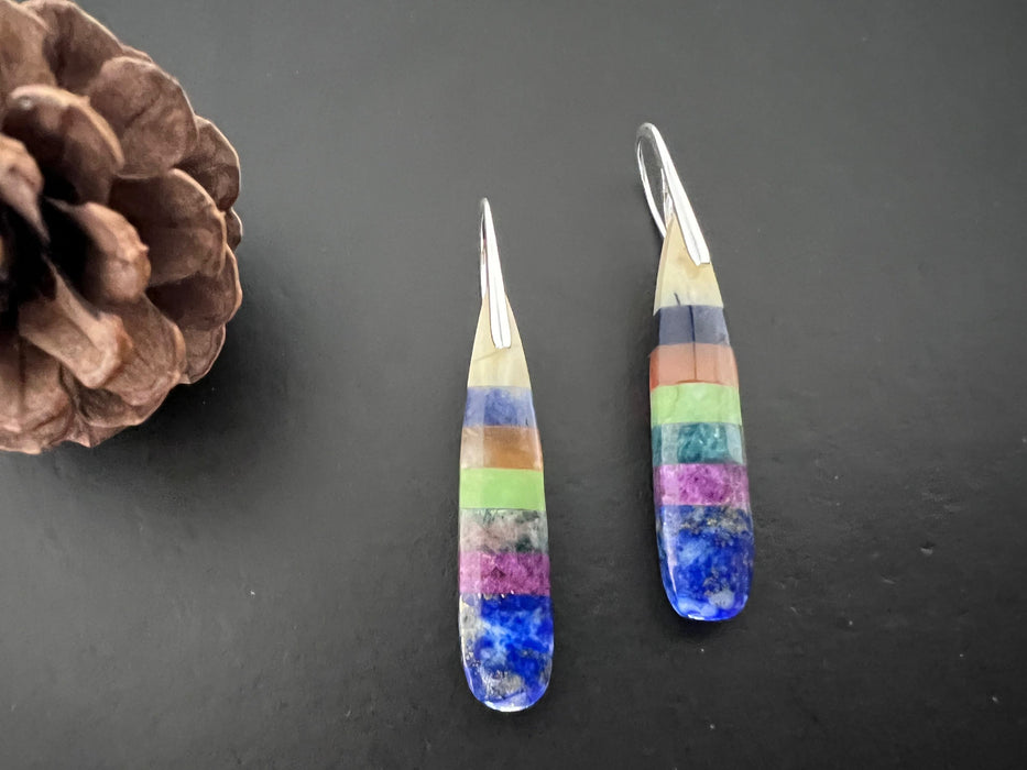 Lepidolite , yellow opal , yellow opal, Lapis lazuli, intarsia earrings, statement earrings ,sandstone earrings , natural stone earrings