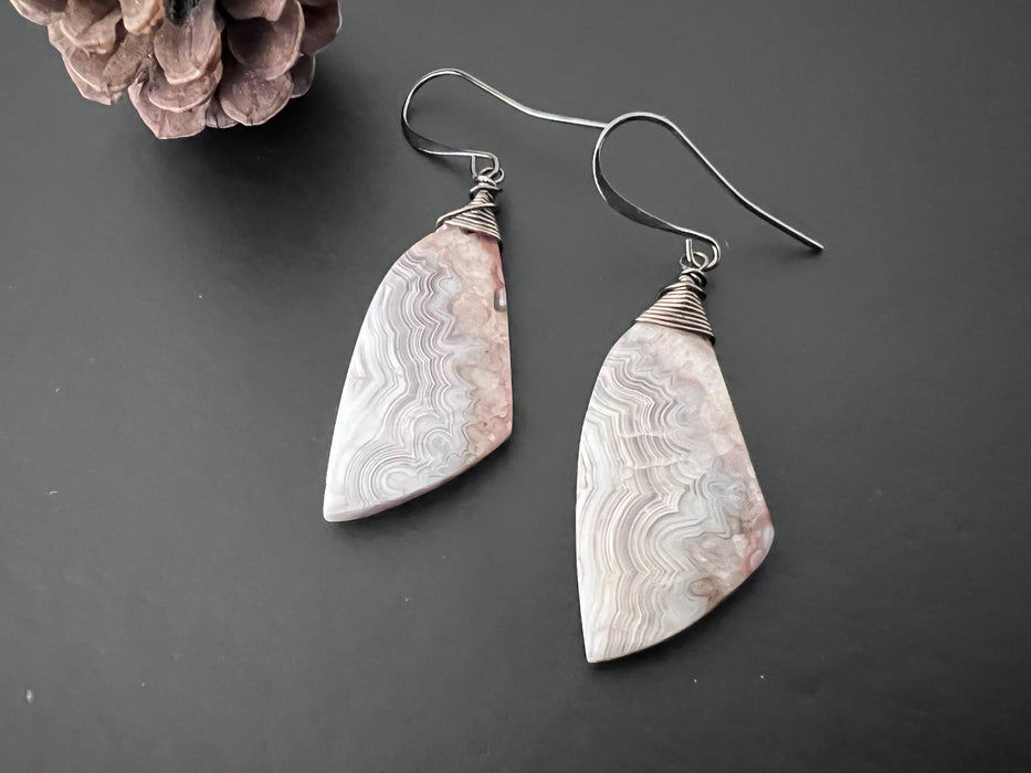 Crazy lace Agate earrings/ natural stone jewelry