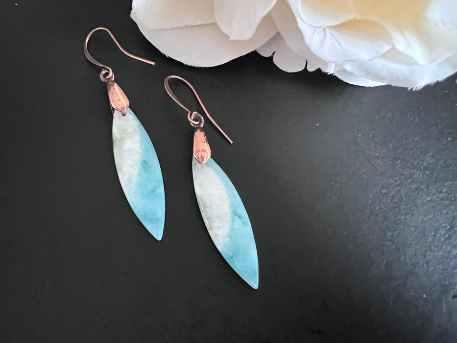 Amazonite earrings, statement earrings , unique dangles, natural stone earrings, lightweight