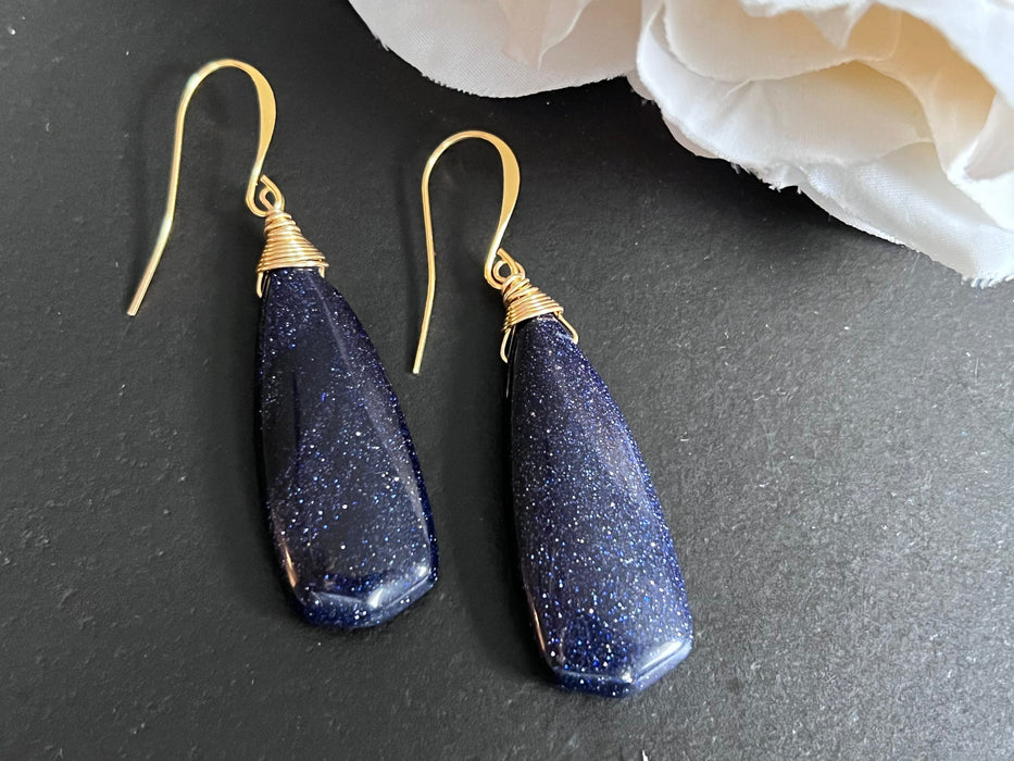 Sandstone earrings , natural stone earrings, blue earrings, Gifts for women