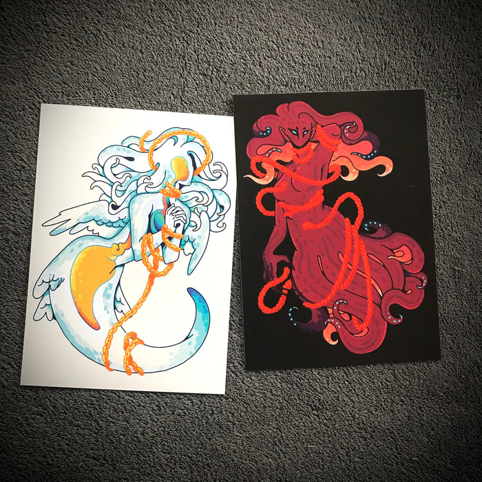 Mermay 2022 - Sea Angel and Vampire Squid Mermaids 5 x 7 Art Prints